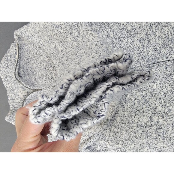 L.L.Bean Sweater Mens XL Gray White Marled Knit Cotton Full Zip Cardigan Pockets - Picture 4 of 11